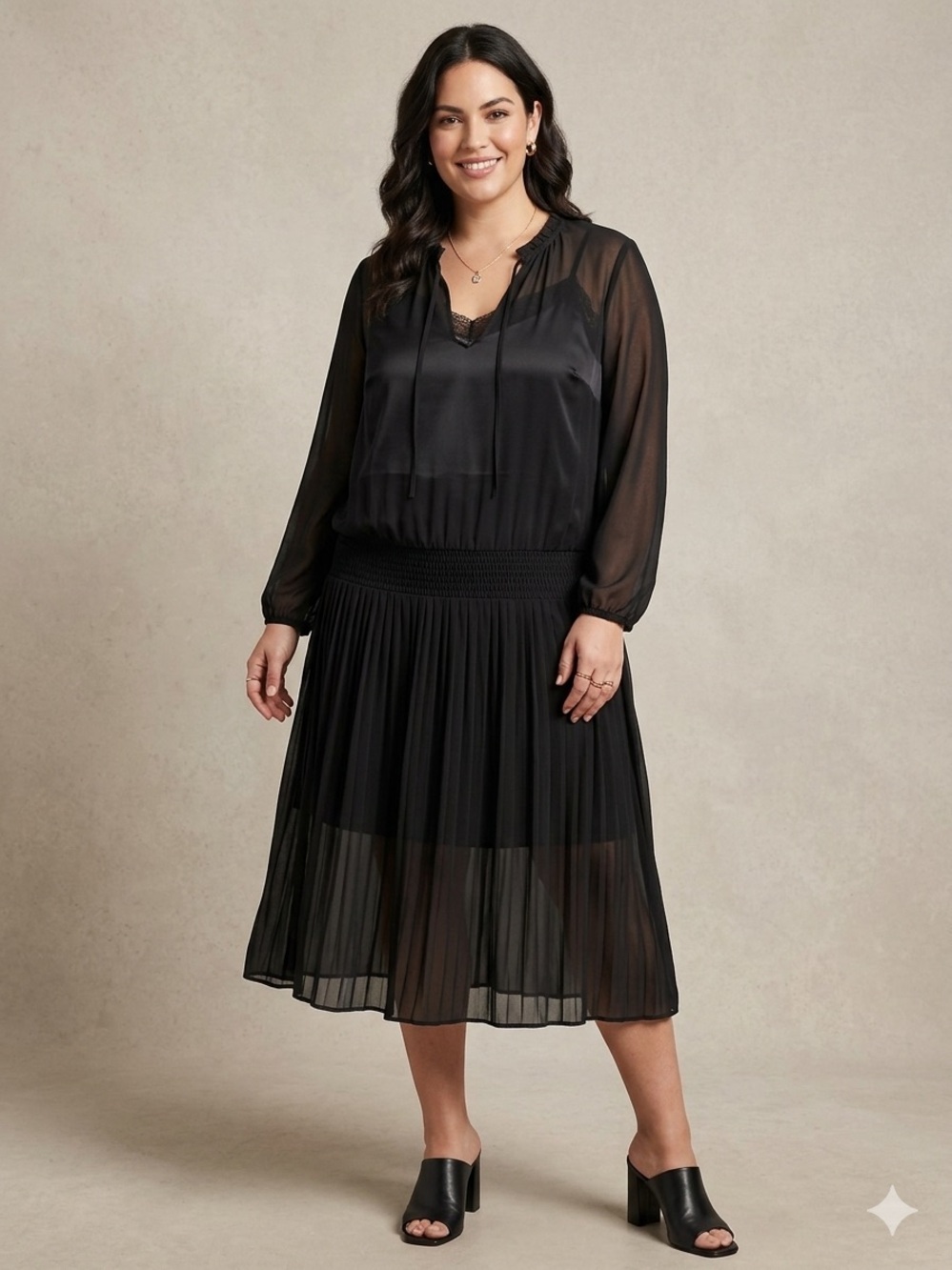 J.Crew Mercantile Black Sheer Smocked Waist Dress Size XL - Picture 1 of 4